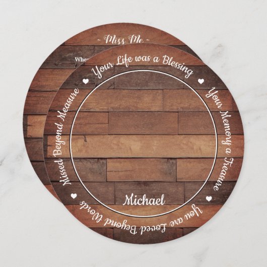 Carte de prière funéraire Rustique Country Memoria (Devant / Derrière)