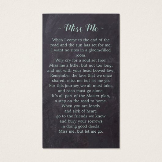 Carte de prière funéraire Rustique Eucalyptus Memo (Dos)