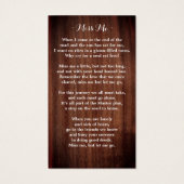 Carte de prière funéraire Rustique Memorial Sunflo (Dos)