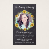 Carte de prière funéraire Rustique Memorial Sunflo (Devant)