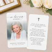 Carte de prière funéraire simple avec croix et pho