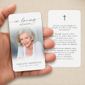 Carte de prière funéraire simple avec croix et pho