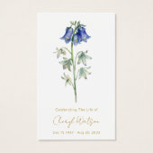Carte de prière funéraire simple bleu clochette (Devant)