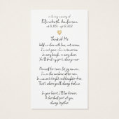 Carte de prière funéraire simple Gold Heart (Dos)