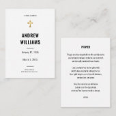 Carte de prière funéraire simple noir et blanc (Devant / Derrière)