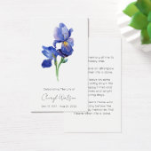 Carte de prière funéraire simple pour Iris (Bureau)