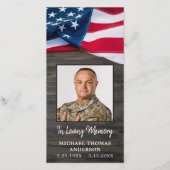 Carte de prière funéraire Stars Stripes Poème Drap (Devant)