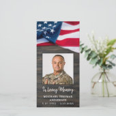 Carte de prière funéraire Stars Stripes Poème Drap (Debout devant)