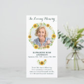 Carte de prière funéraire Sunflower Photo (Debout devant)