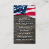 Carte de prière funéraire US Drapeau Étoiles rayur (Dos)