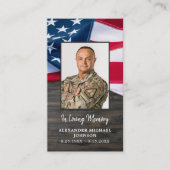 Carte de prière funéraire US Drapeau Étoiles rayur (Devant)