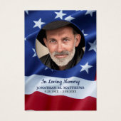 Carte de prière funéraire vétéran du drapeau de l' (Devant)