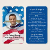 Carte de prière funéraire Vétérinaire Photo US Ame (Devant & derrière)