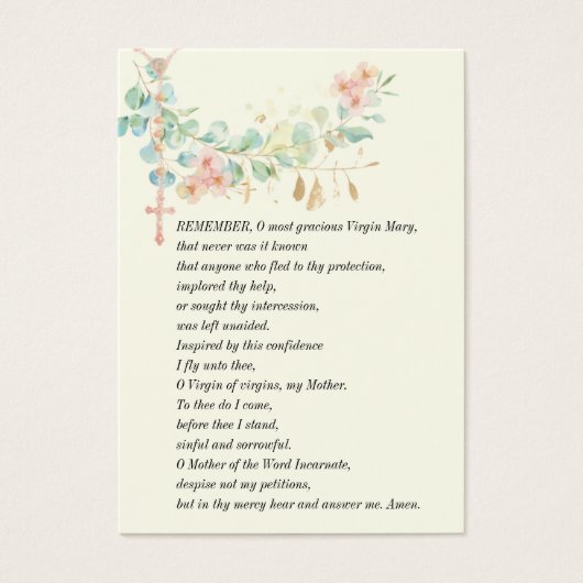 Carte de prière funéraire Vierge Marie Mémoire (Devant)