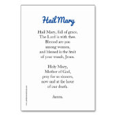 Carte de prière Hail Mary (Dos)