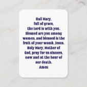 Carte de prière Hail Mary - Langue moderne (Dos)