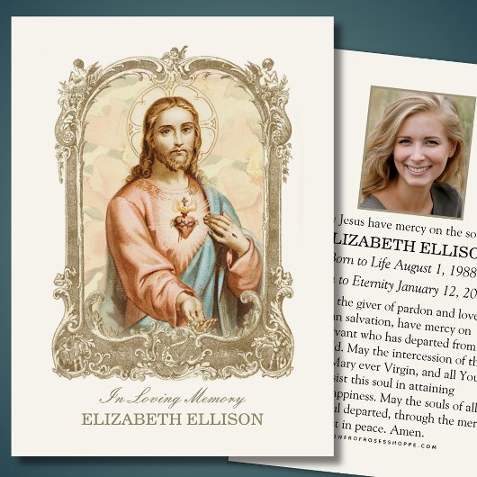 Carte de prière Jésus pour le Mémorial catholique