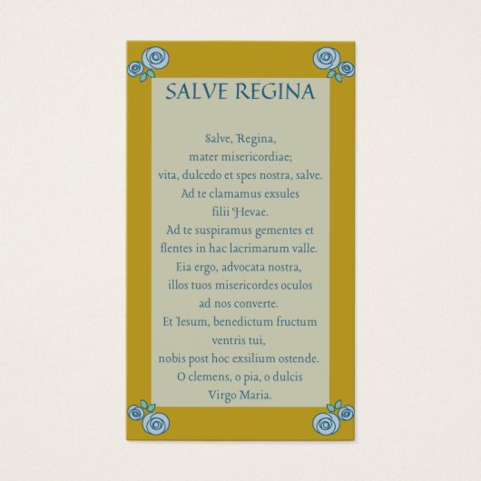 Carte de prière latine Salve Regina (Devant)