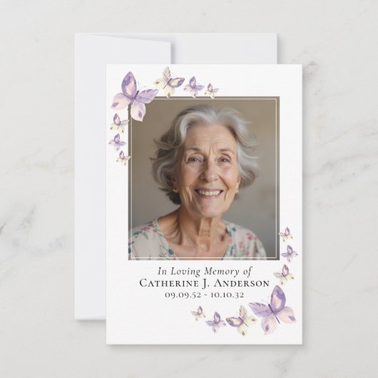 Carte de prière | Lilac Butterflies Photo (Devant)