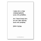 Carte de prière Love One Another Prayer (Dos)