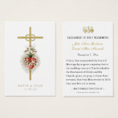 Carte de prière Mariage catholique avec croix et a (Devant & derrière)