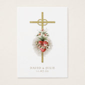 Carte de prière Mariage catholique avec croix et a (Devant)