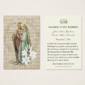 Carte de prière Mariage catholique Betrothal Mary  (Devant & derrière)