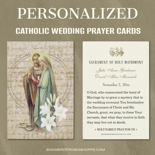 Carte de prière Mariage catholique Betrothal Mary 
