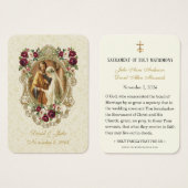 Carte de prière Mariage catholique de dentelle flo (Devant & derrière)