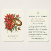 Carte de prière Mariage catholique de Noël Poinset (Devant & derrière)