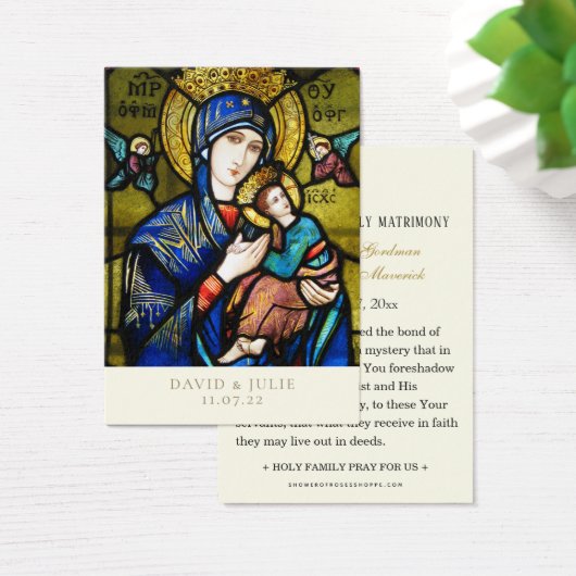 Carte de prière Mariage catholique en verre tendu (Bureau)