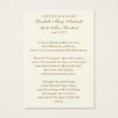 Carte de prière Mariage catholique Jésus (Dos)