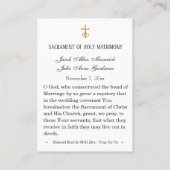 Carte de prière Mariage catholique Karl & Zita (Dos)