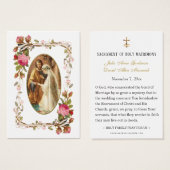 Carte de prière Mariage catholique rose Roses (Devant & derrière)