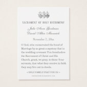 Carte de prière Mariage catholique Sacré-Coeur (Dos)