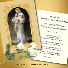Carte de prière Mariage catholique Vierge et enfan