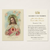 Carte de prière Mariage du Sacré-Coeur de Jésus (Devant & derrière)