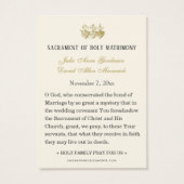 Carte de prière Mariage du Sacré-Coeur de Jésus (Dos)