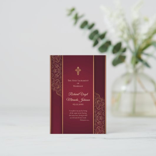 Carte de prière Mariage Gold de Maroon (Debout devant)