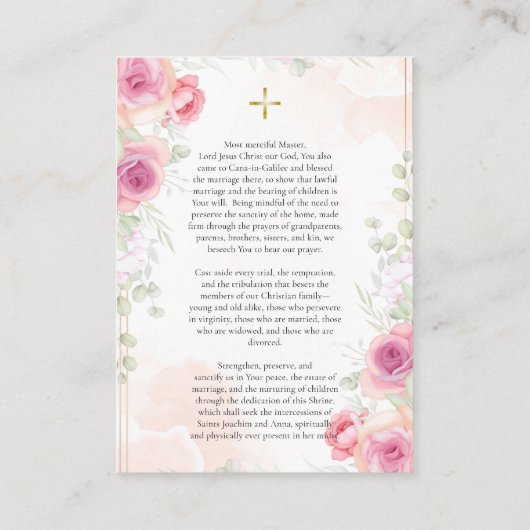 Carte de prière Mariage orthodoxe (Dos)
