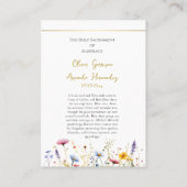 Carte de prière Mariage orthodoxe Fleur sauvage du (Dos)