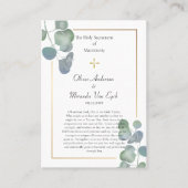 Carte de prière Mariage orthodoxe verte et or (Devant)