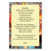 Carte de prière Mary Memorare (Dos)