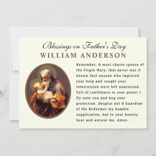 Carte de prière Mémoire catholique fête des pères (Devant)