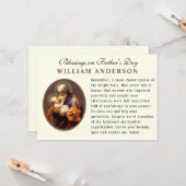 Carte de prière Mémoire catholique fête des pères (Devant/Arrière en situation)