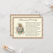 Carte de prière mémorare de la fête de Saint Josep (Devant/Arrière en situation)