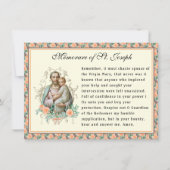 Carte de prière mémorare de la fête de Saint Josep (Devant)