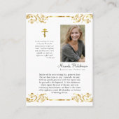 Carte de prière Mémorial de Théotokos en or (Dos)