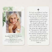 Carte de prière Mémorial Photo de verdure (Devant & derrière)