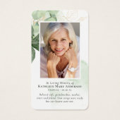 Carte de prière Mémorial Photo de verdure (Devant)
